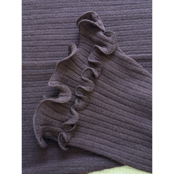 Commense Knit Maxi Sweater Dress XL Brown Burgundy Ruffle Ribbed - Picture 4 of 10